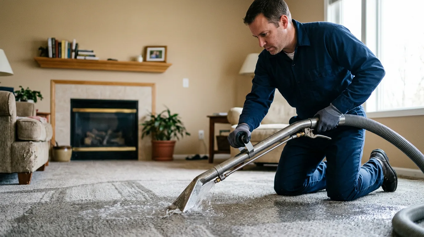 Water damage restoration technician working near Willow Springs, IL